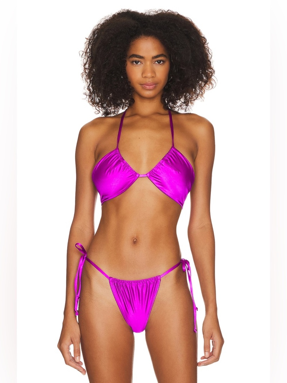 Good American Ruched Halter Top in Bright Orchid